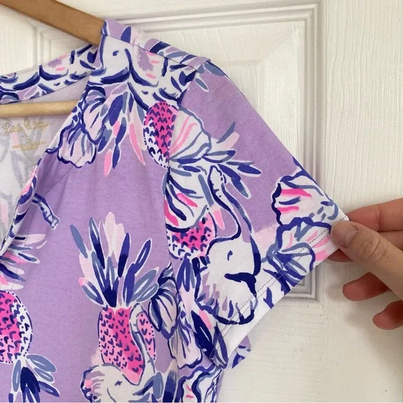 Lilly Pulitzer UPF 50+ Sophiletta Dress in Light Lilac Trunks In The Air, Size S - Picture 10 of 13